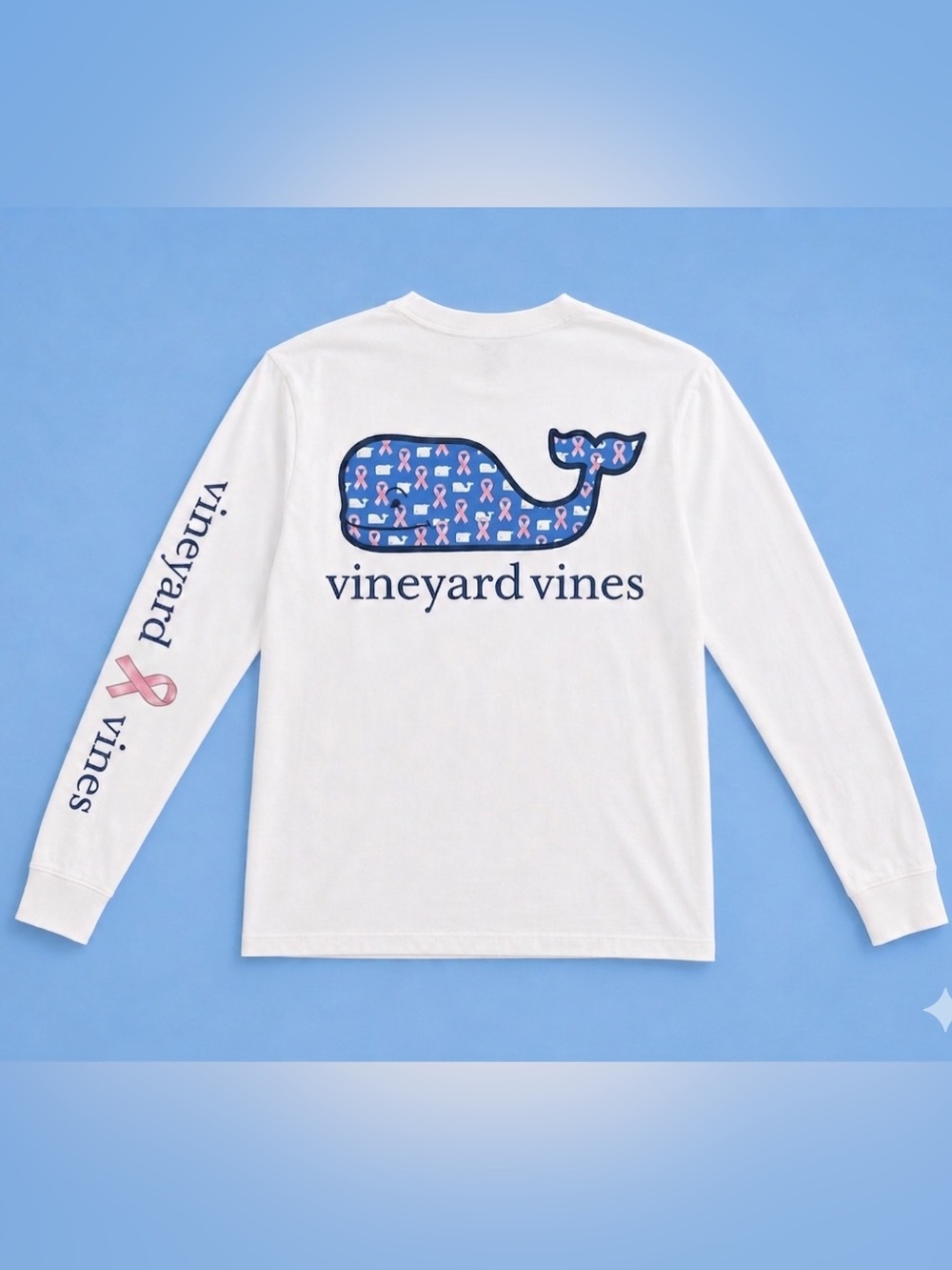Vineyard Vines Shirt Size Small White Long Sleeve Breast Cancer Awareness Shirt